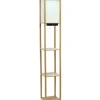 Floor Lamps-Kirkland's Home Etagere Shelf Charging Floor Lamp Tan