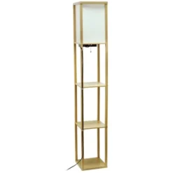 Floor Lamps-Kirkland's Home Etagere Shelf Charging Floor Lamp Tan