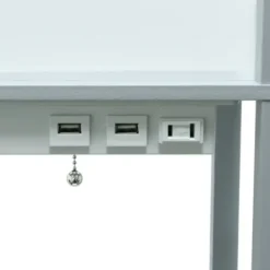 Floor Lamps-Kirkland's Home Etagere Shelf Charging Floor Lamp Gray