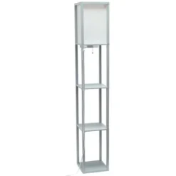 Floor Lamps-Kirkland's Home Etagere Shelf Charging Floor Lamp Gray