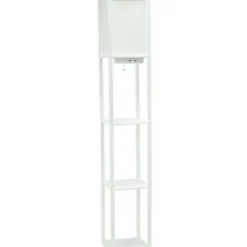 Floor Lamps-Kirkland's Home Etagere Shelf Charging Floor Lamp White
