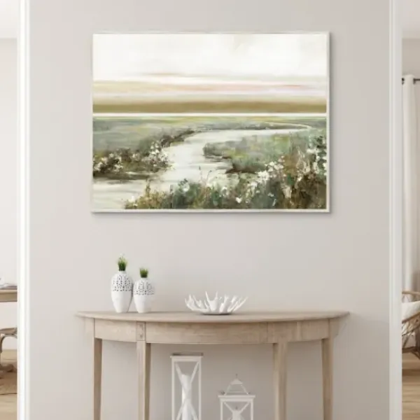 Framed Art-Kirkland's Home Eternity In Dawn Framed Canvas Art Print Green/Ivory