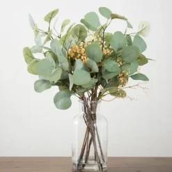 Arrangements & Greenery-Kirkland's Home Eucalyptus And Baby'S Breath Arrangement In Vase Green/Yellow