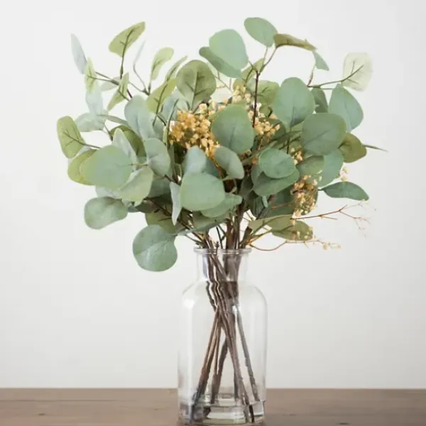 Arrangements & Greenery-Kirkland's Home Eucalyptus And Baby'S Breath Arrangement In Vase Green/Yellow