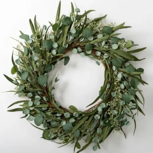 Wreaths-Kirkland's Home Eucalyptus And Bamboo Leaves Wreath Green
