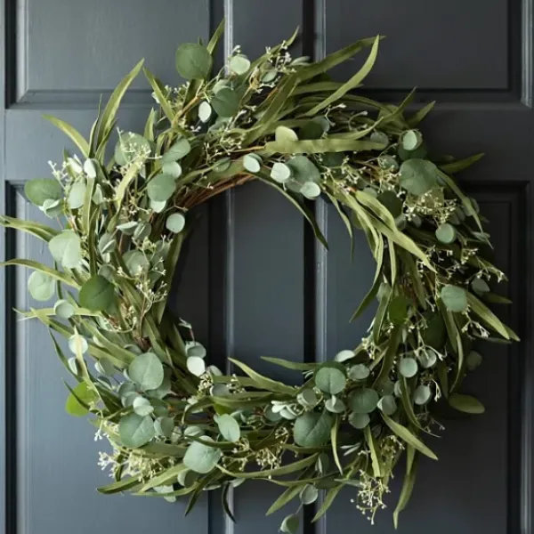 Wreaths-Kirkland's Home Eucalyptus And Bamboo Leaves Wreath Green