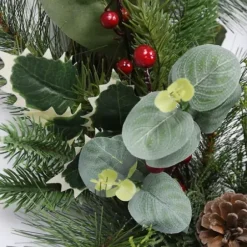 Wreaths-Kirkland's Home Eucalyptus And Pineberry Refresh Wreath Green/Red