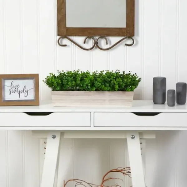 Arrangements & Greenery-Kirkland's Home Eucalyptus Arrangement In Wide Wooden Planter Green/Tan