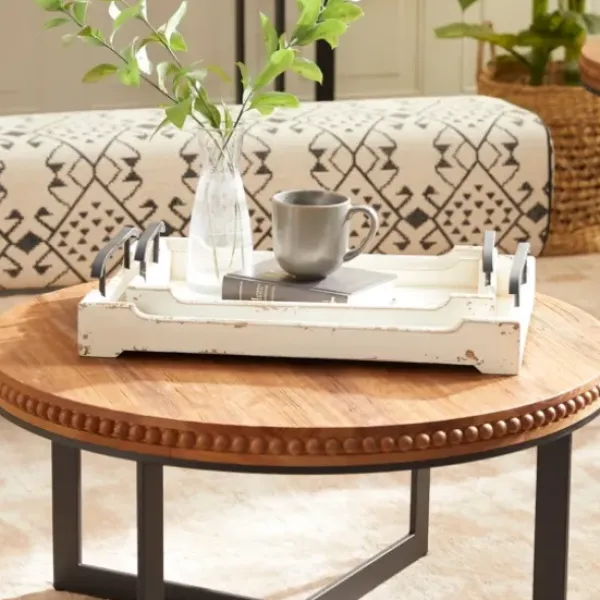 Decorative Trays-Kirkland's Home Evelyn Cream Narrow Decorative Tray Ivory