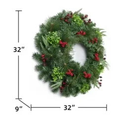 Wreaths-Kirkland's Home Evergreen And Red Berries Winter Mix Wreath Green/Red