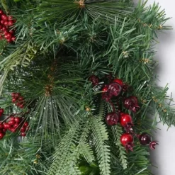 Wreaths-Kirkland's Home Evergreen And Red Berries Winter Mix Wreath Green/Red