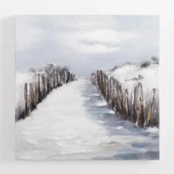 Canvas Art-Kirkland's Home Faded Beach Path Canvas Art Print Gray/Blue/White