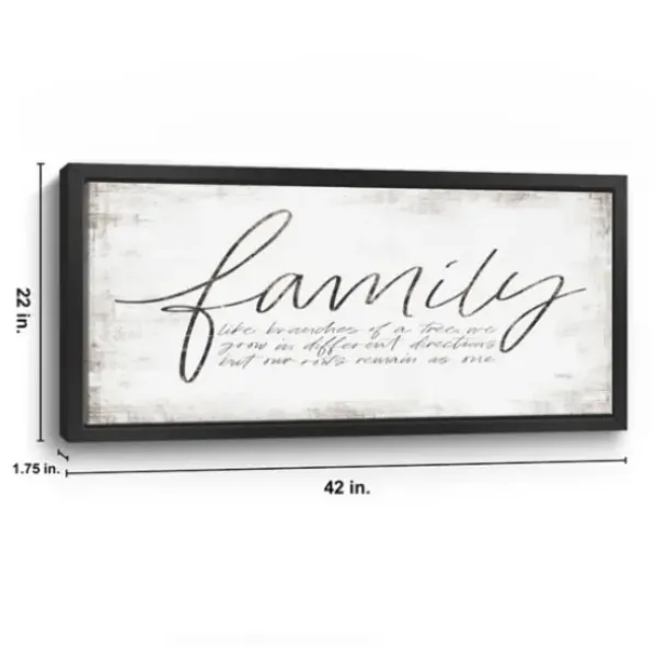 Wall Quotes & Signs-Kirkland's Home Family Branches Framed Canvas Art Print, 42X22 In. White/Black