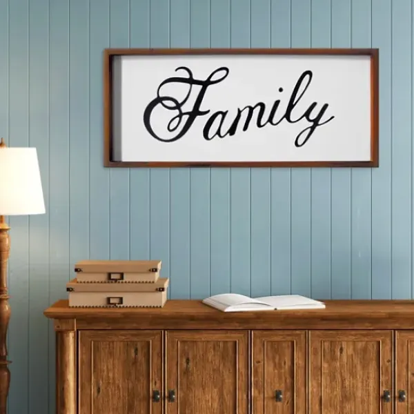 Wall Quotes & Signs-Kirkland's Home Family Curling Script Framed Wall Art Black/White