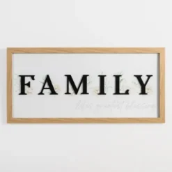 Wall Quotes & Signs-Kirkland's Home Family Floral Shadowbox Wall Plaque White/Black
