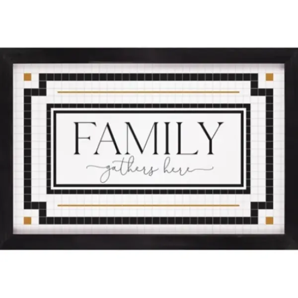 Wall Quotes & Signs-Kirkland's Home Family Gathers Here Framed Wall Plaque White/Black