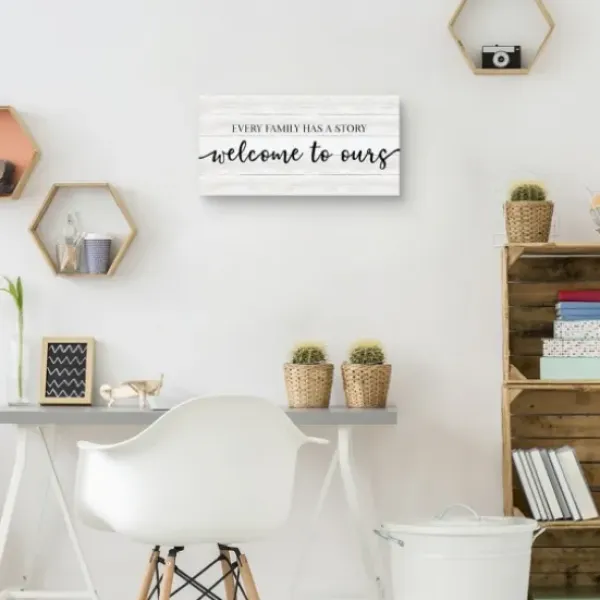 Wall Quotes & Signs-Kirkland's Home Family Story Canvas Art Print, 24X12 In. White/Black
