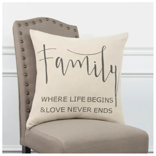 Pillows-Kirkland's Home Family Where Love Never Ends Pillow Tan/Black