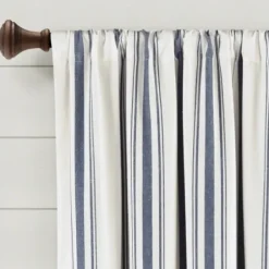 Curtains & Drapes-Kirkland's Home Farmhouse Stripe Curtain Panel Set, 84 In. Black