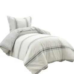Duvets-Kirkland's Home Farmhouse Stripe 2-Pc. Twin Xl Duvet Set Gray