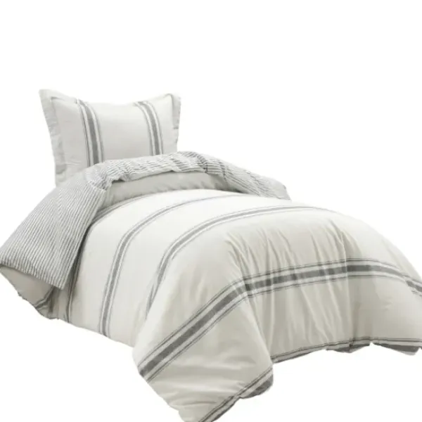 Duvets-Kirkland's Home Farmhouse Stripe 2-Pc. Twin Xl Duvet Set Gray