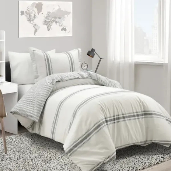 Duvets-Kirkland's Home Farmhouse Stripe 2-Pc. Twin Xl Duvet Set Gray
