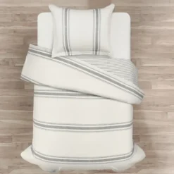 Duvets-Kirkland's Home Farmhouse Stripe 2-Pc. Twin Xl Duvet Set Gray