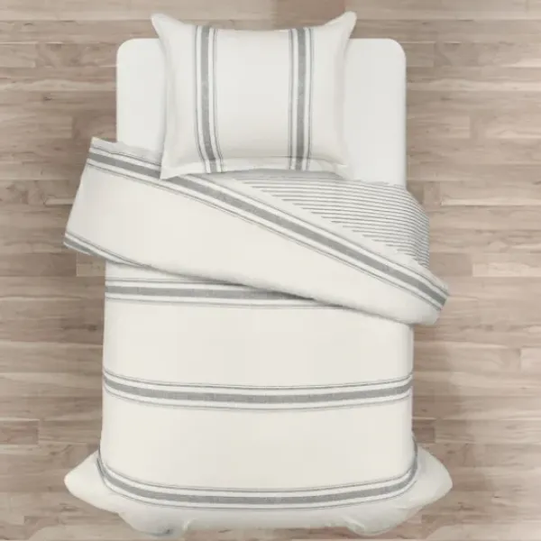 Duvets-Kirkland's Home Farmhouse Stripe 2-Pc. Twin Xl Duvet Set Gray