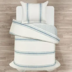 Duvets-Kirkland's Home Farmhouse Stripe 2-Pc. Twin Xl Duvet Set Blue