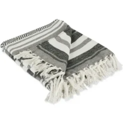 Blankets & Throws-Kirkland's Home Farmhouse Stripe Throw Black