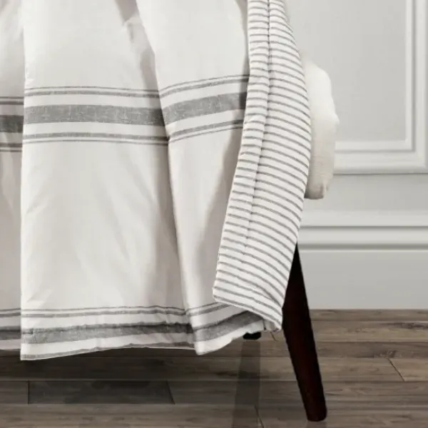 Blankets & Throws-Kirkland's Home Farmhouse Stripe Throw Gray