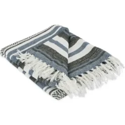 Blankets & Throws-Kirkland's Home Farmhouse Stripe Throw Blue
