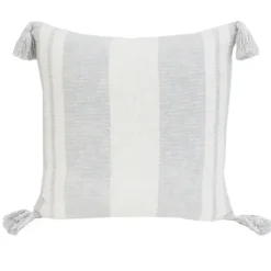 Pillows-Kirkland's Home Farmhouse Stripe With Tassels Pillow Gray
