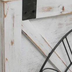 Clocks-Kirkland's Home Farmstead Wooden Barn Door Clock White