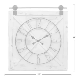 Clocks-Kirkland's Home Farmstead Wooden Barn Door Clock White
