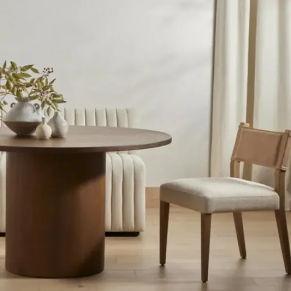 Dining Chairs-Kirkland's Home Farrah Leather Back Dining Chair Tan/Ivory