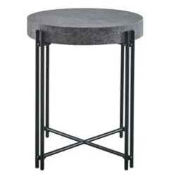 Accent & End Tables-Kirkland's Home Faux Concrete And Metal Base Accent Table