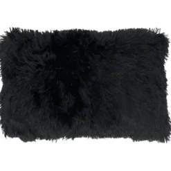 Pillows-Kirkland's Home Faux Fur Lumbar Pillow Black