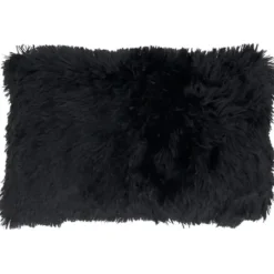 Pillows-Kirkland's Home Faux Fur Lumbar Pillow Black