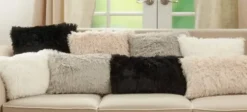 Pillows-Kirkland's Home Faux Fur Lumbar Pillow Black