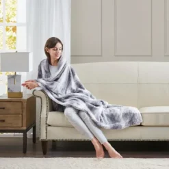 Blankets & Throws-Kirkland's Home Faux Fur Oversized Throw Blanket Gray