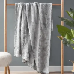 Blankets & Throws-Kirkland's Home Faux Fur Oversized Throw Blanket Gray