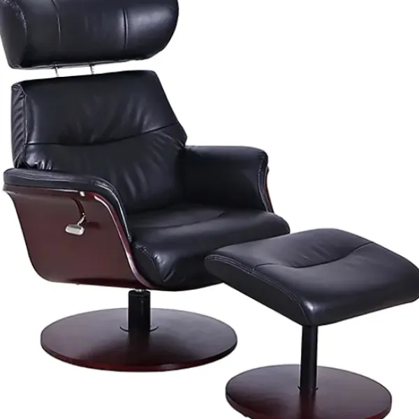 Accent Chairs-Kirkland's Home Faux Leather Accent Chair With Ottoman Black