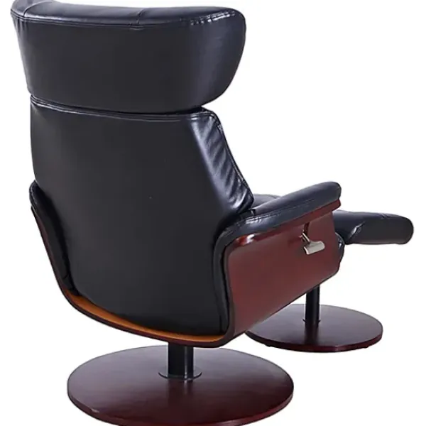 Accent Chairs-Kirkland's Home Faux Leather Accent Chair With Ottoman Black