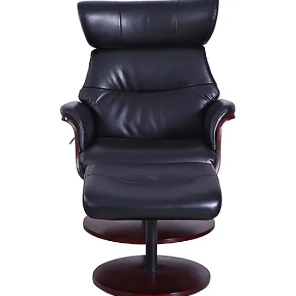 Accent Chairs-Kirkland's Home Faux Leather Accent Chair With Ottoman Black