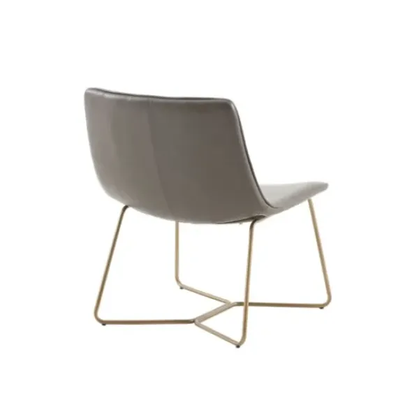 Accent Chairs-Kirkland's Home Faux Leather Accent Chair With Gold Base Gray