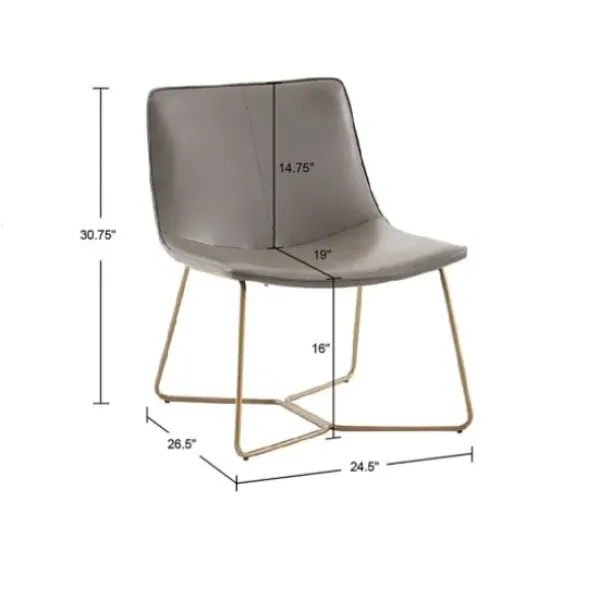 Accent Chairs-Kirkland's Home Faux Leather Accent Chair With Gold Base Gray