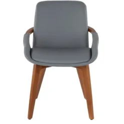 Dining Chairs-Kirkland's Home Faux Leather And Bamboo Frame Dining Chair Gray