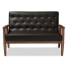Sofas & Loveseats-Kirkland's Home Faux Leather And Rubberwood Loveseat, 49 In. Brown