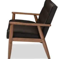 Sofas & Loveseats-Kirkland's Home Faux Leather And Rubberwood Loveseat, 49 In. Brown